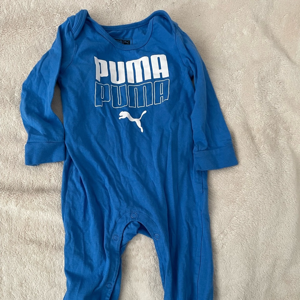 Puma Blue Baby’s Onesie, White Letters And Symbol
